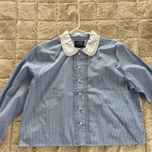 J. Crew Blue and White Striped Button Down Shirt